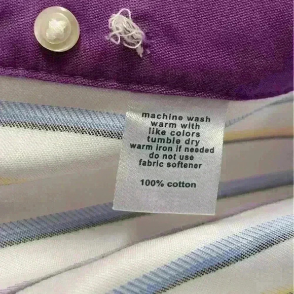 80s Multi Candy Striped‎ Dress Shirt 17.5 Tailored Fit Long Sleeve Casual EUC - Picture 6 of 6